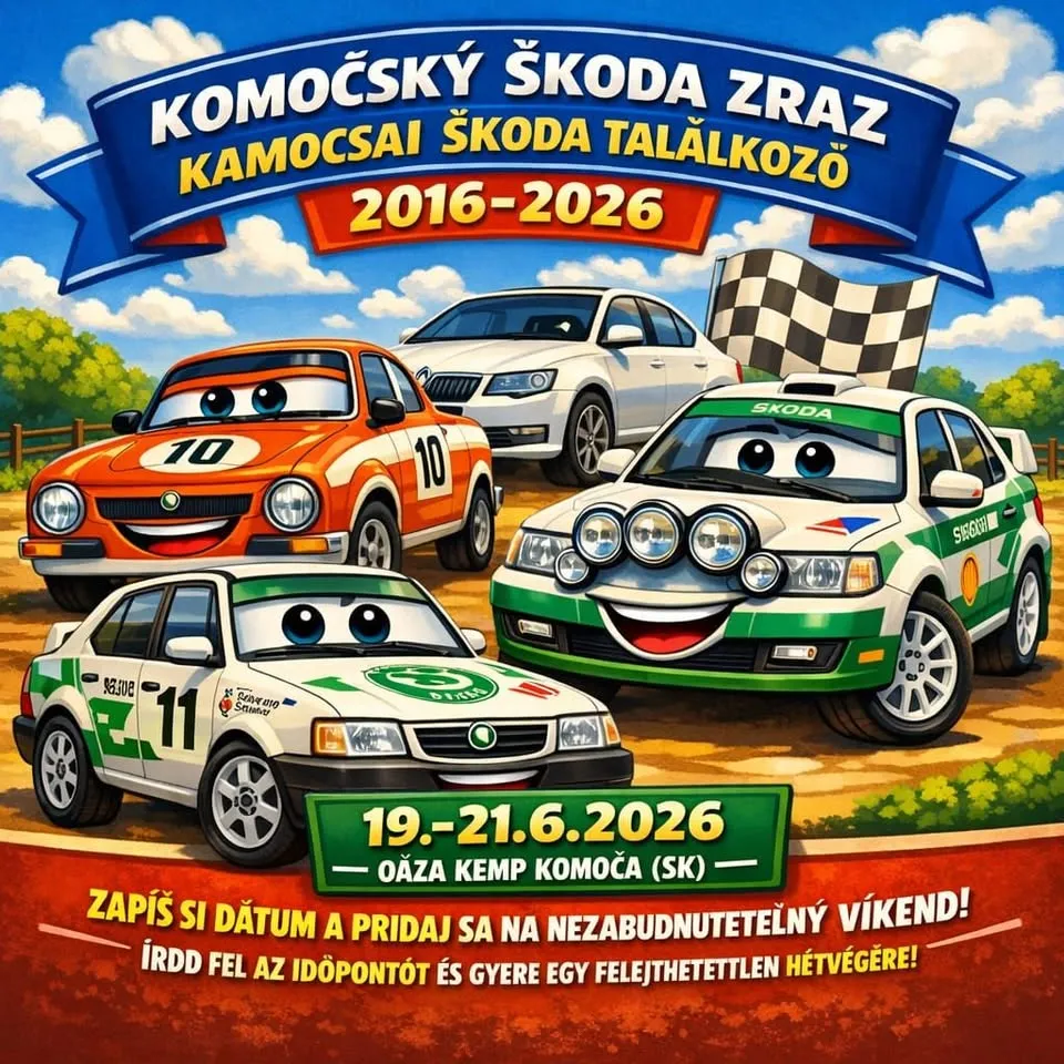 10 rokov Komočského Škoda zrazu / 10 éves a Kamocsai Škoda találkozó