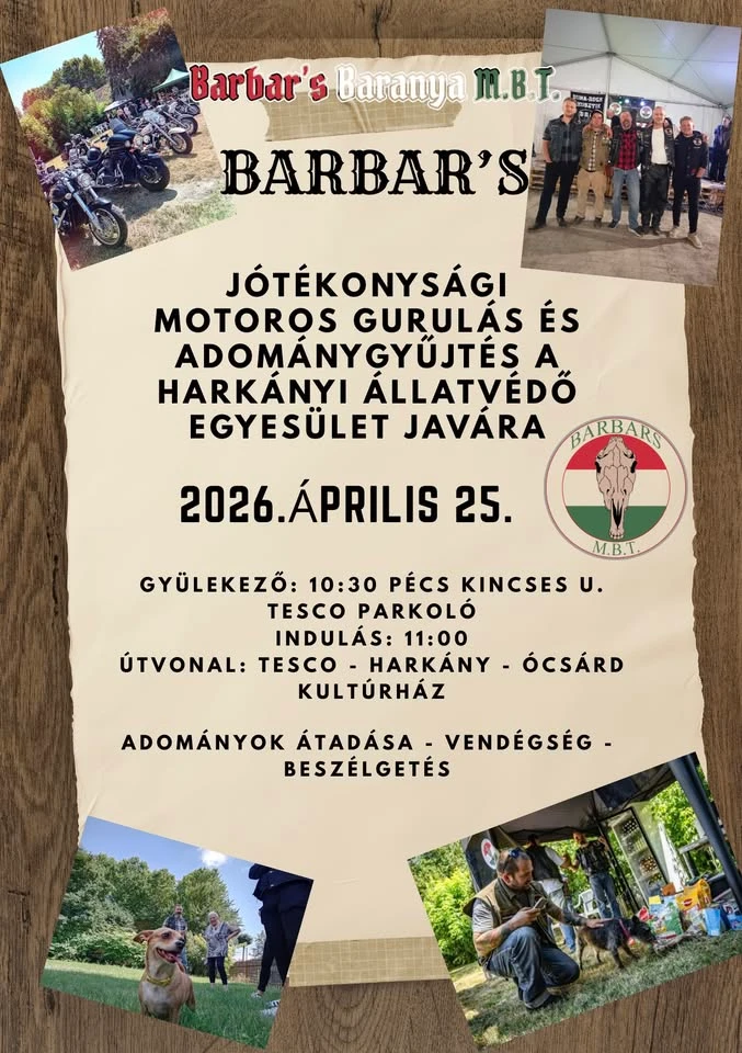 Barbar’s Jótékonysági Motoros Gurulás és adománygyűjtés