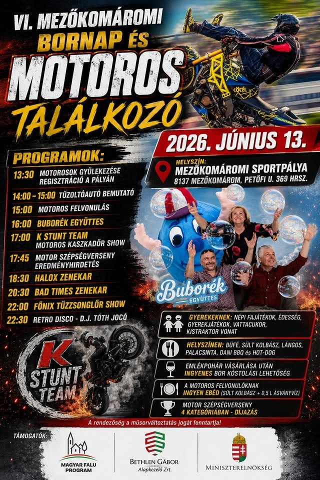 VI. Mezőkomáromi Bornap és Motoros Találkozó