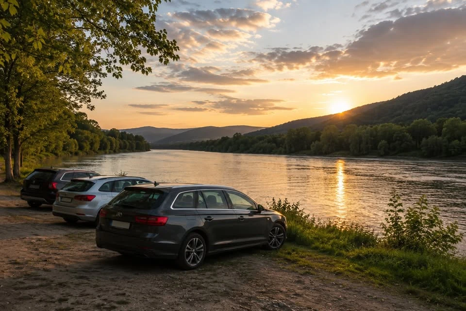 Autók a Duna partján