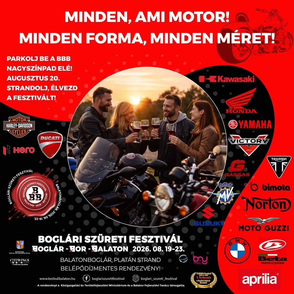 Minden motor, minden forma! Motoros nap a Boglári Szüreti Fesztiválon!
