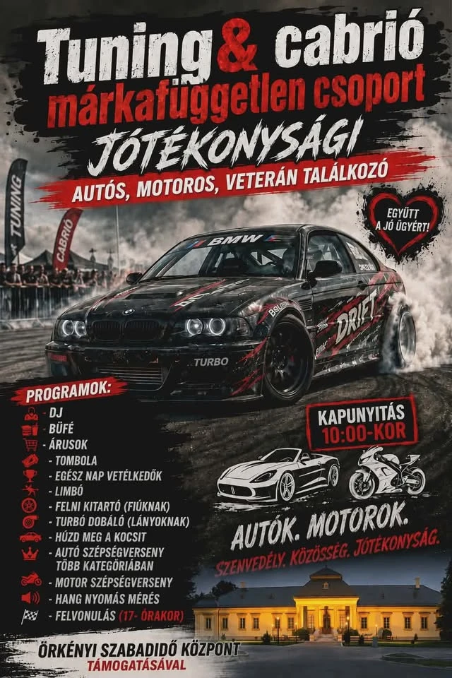 Jótékonysági T.C.M.CS autós, motoros, veterán találkozó