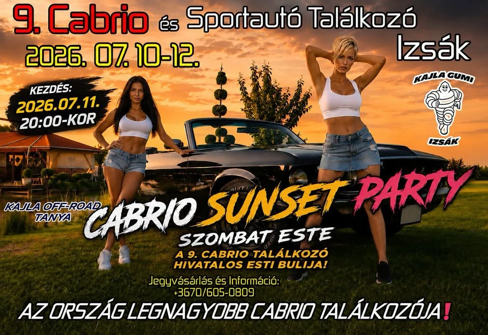 Cabrio Sunset Party: Naplementétől hajnalig!