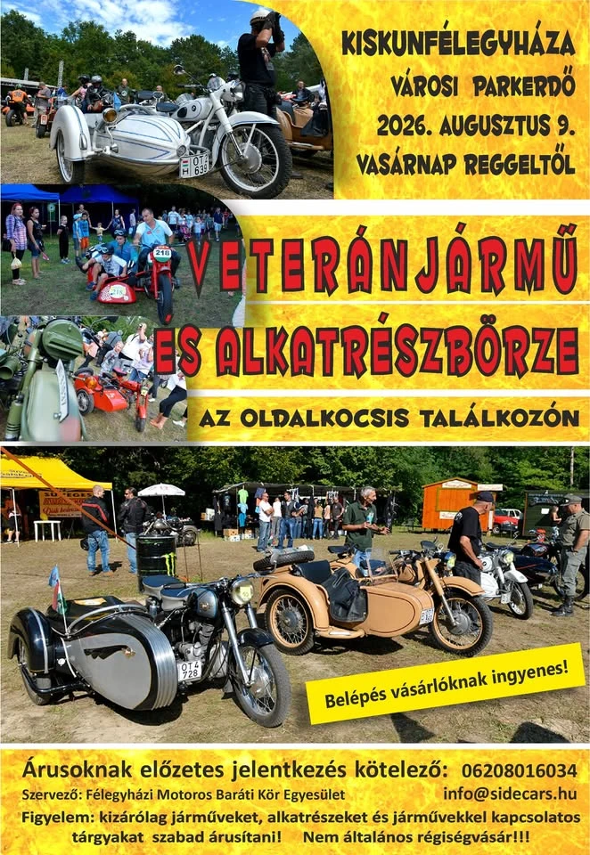 1. Veteránjármű és alkatrészbörze az Oldalkocsis Találkozón