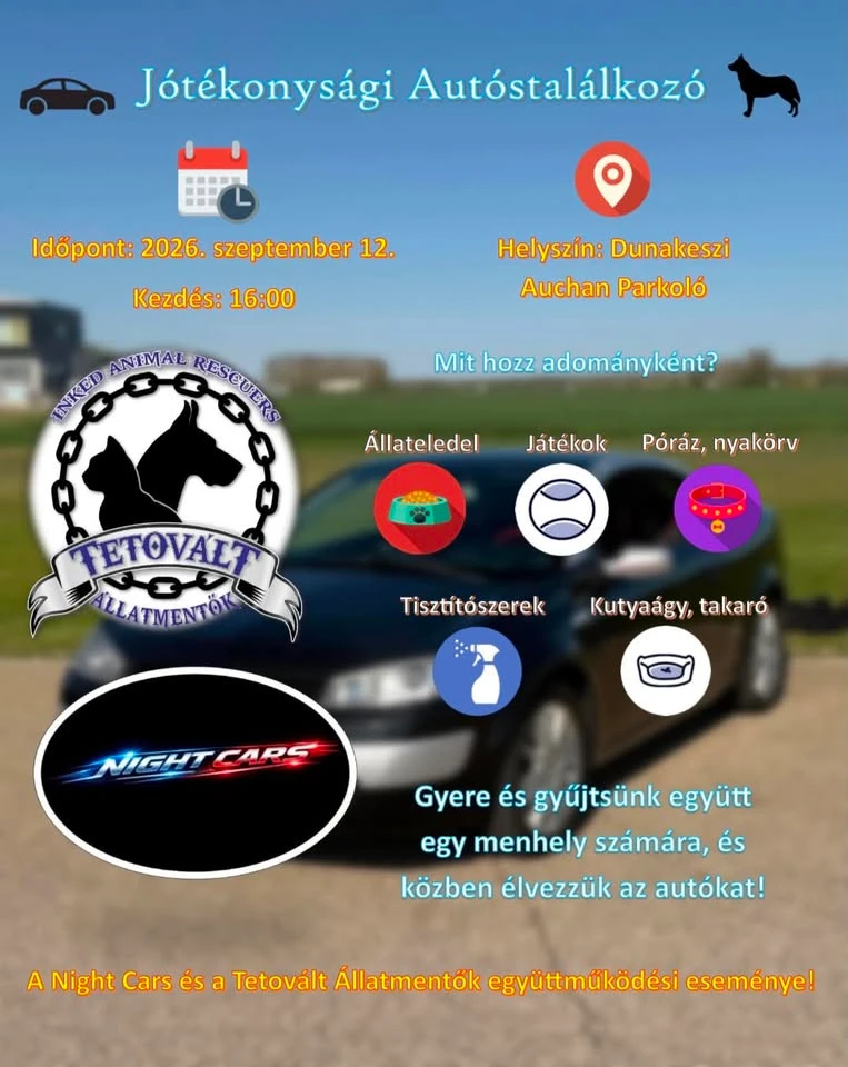 Jótékonysági Autóstalálkozó a Tetovált Állatmentők Javára