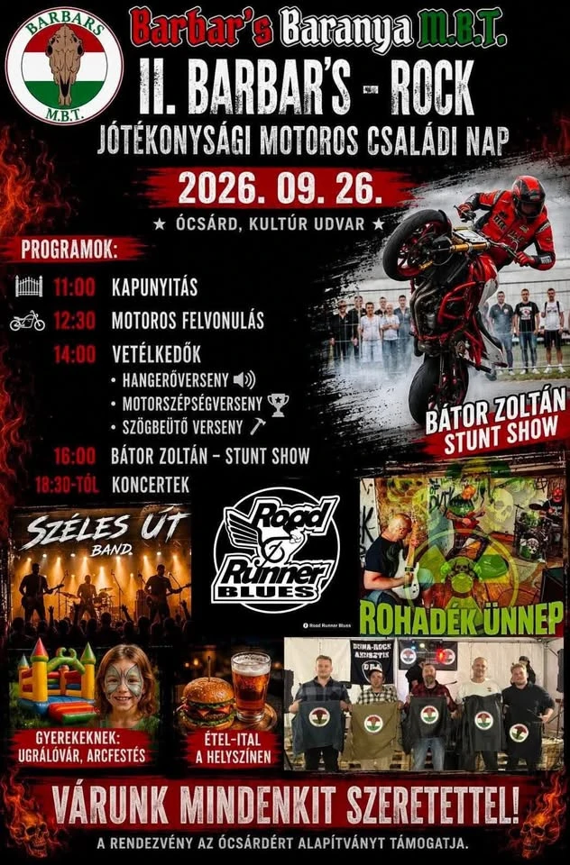 II. Barbar’s Rock Jótékonysági Motoros Családi Nap